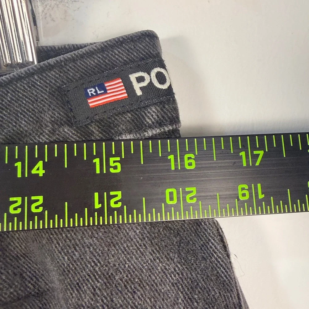 Vintage‎ Polo Jeans Company Straight Leg Mens 34x32 Faded Black Denim Jeans